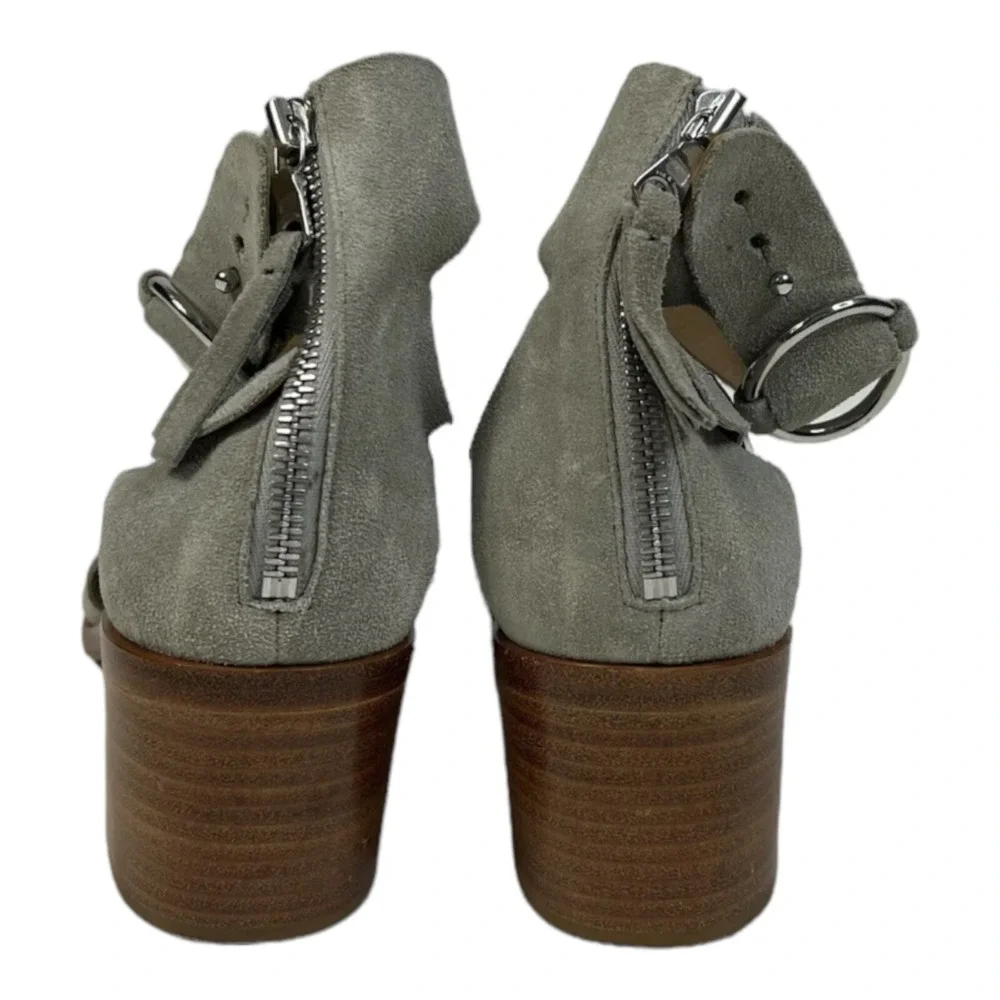 Rag & Bone Ivory‎ Suede Leather Peep Toe Womens Zip Back Heels Size 6.5/37